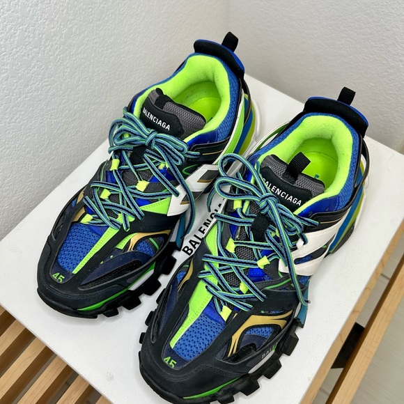 Balenciaga Track Runway BLK/Grey/Grn/Blue Mesh Leather Size 12 (45) - Picture 2 of 9